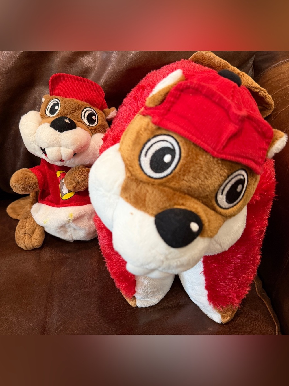 Buc-Ees plush puppet and foldable travel pillow bundle